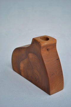 Sculptural Cherry Wood Vase, Organic Form, Vintage French Decor