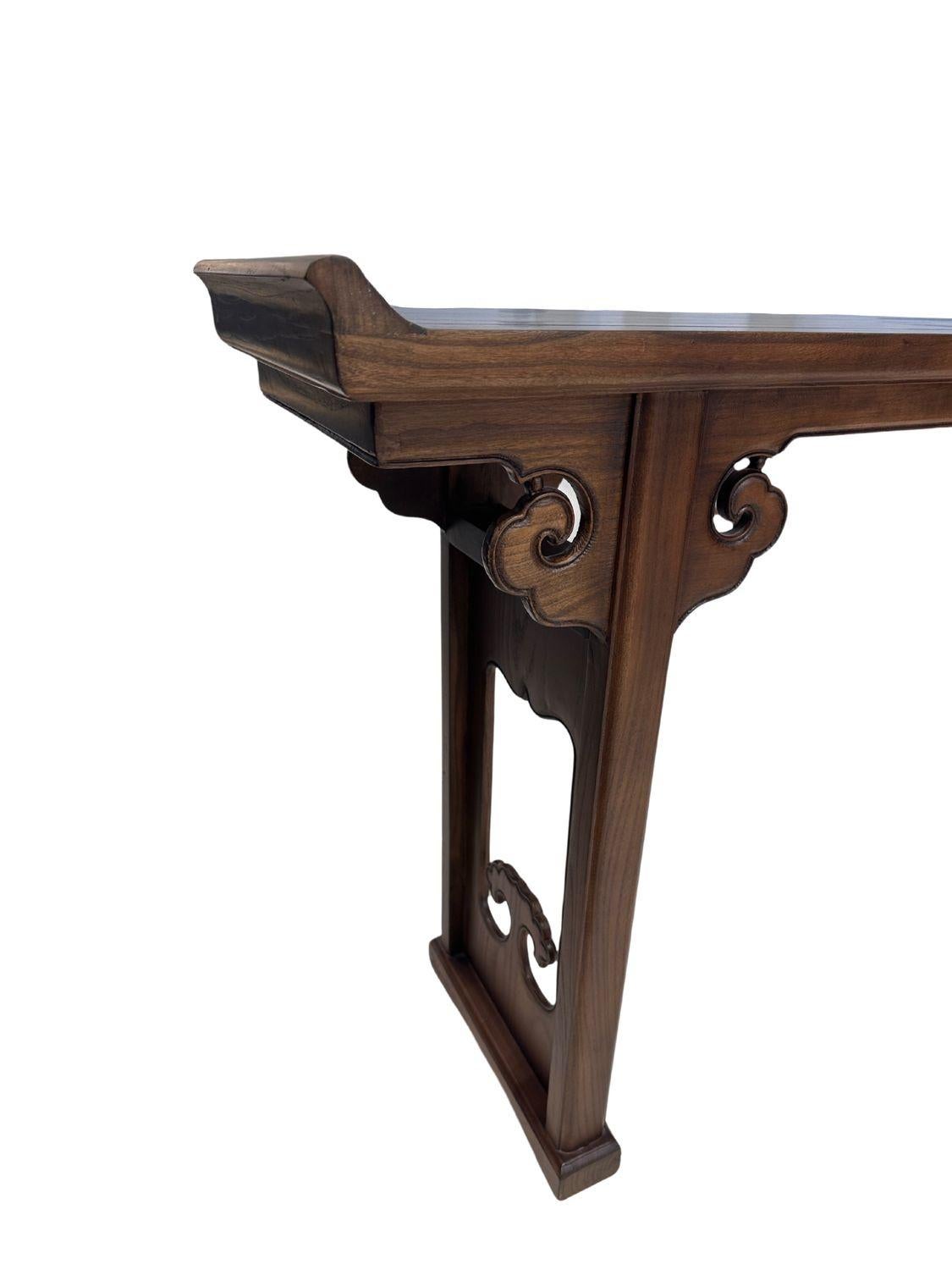 Sculptural Chinese Elm Wood Console Table In New Condition For Sale In Jimbaran, Bali