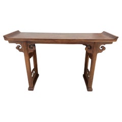 Sculptural Chinese Elm Wood Console Table