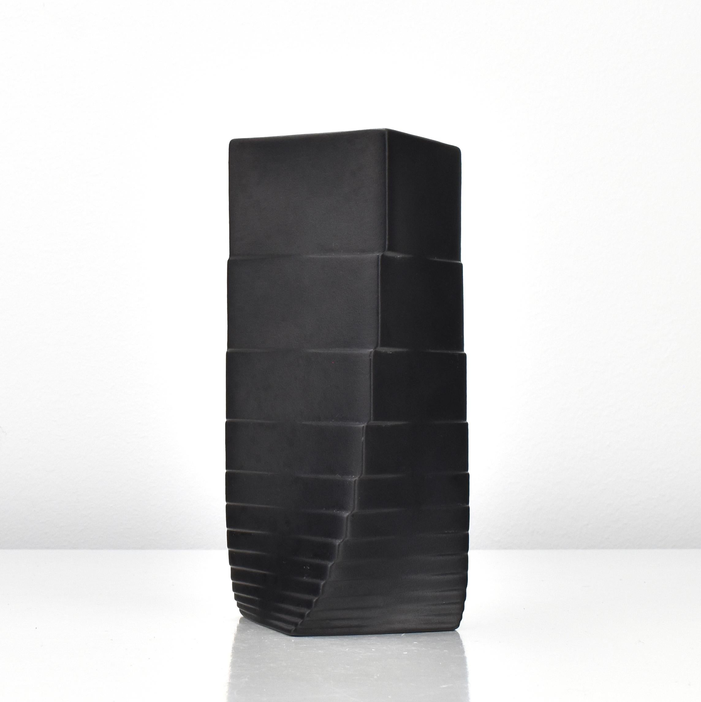 Mid-Century Modern Sculptural Christa Hausler Goltz Black Porcelain Vase by Rosenthal Studio Line For Sale