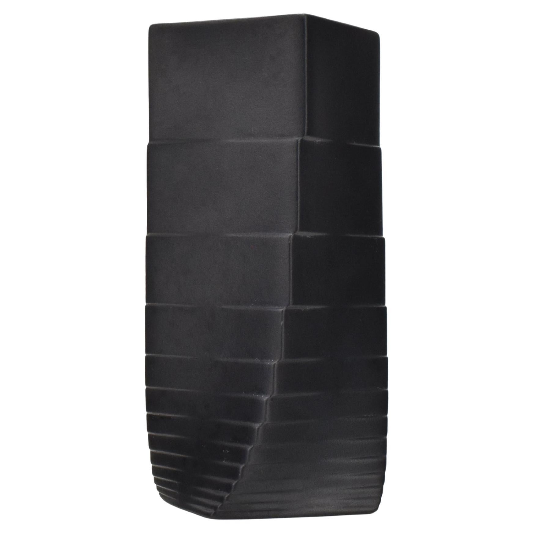 Sculptural Christa Hausler Goltz Black Porcelain Vase by Rosenthal Studio Line For Sale