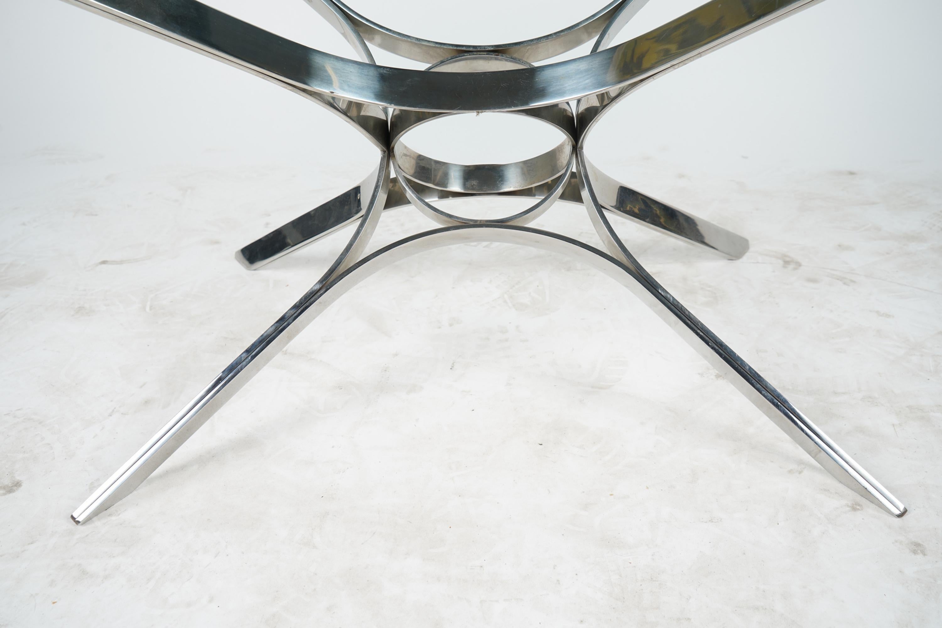 Modern Sculptural Chrome and Glass Coffee Table by Roger Sprunger for Dunbar For Sale
