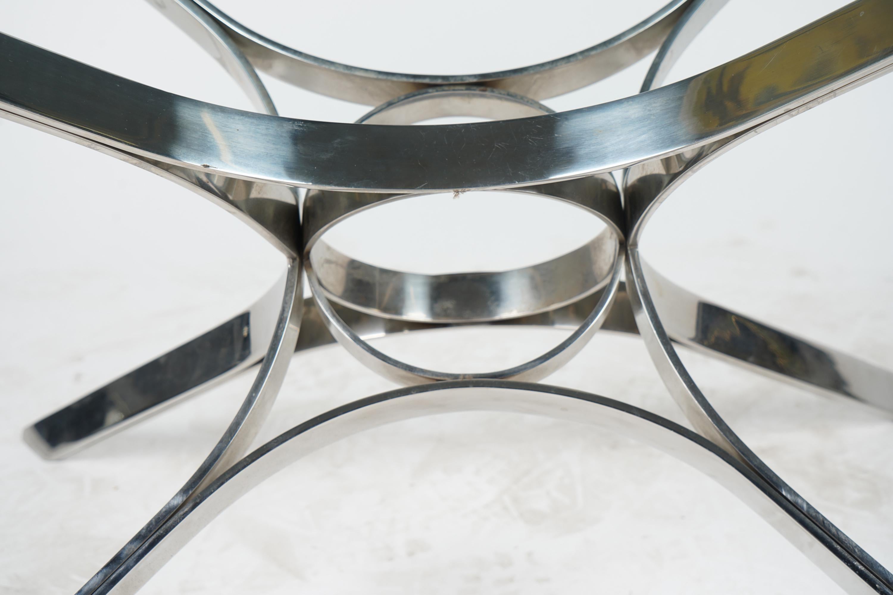 American Sculptural Chrome and Glass Coffee Table by Roger Sprunger for Dunbar For Sale