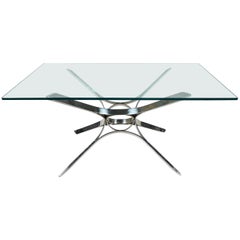 Sculptural Chrome and Glass Coffee Table by Roger Sprunger for Dunbar