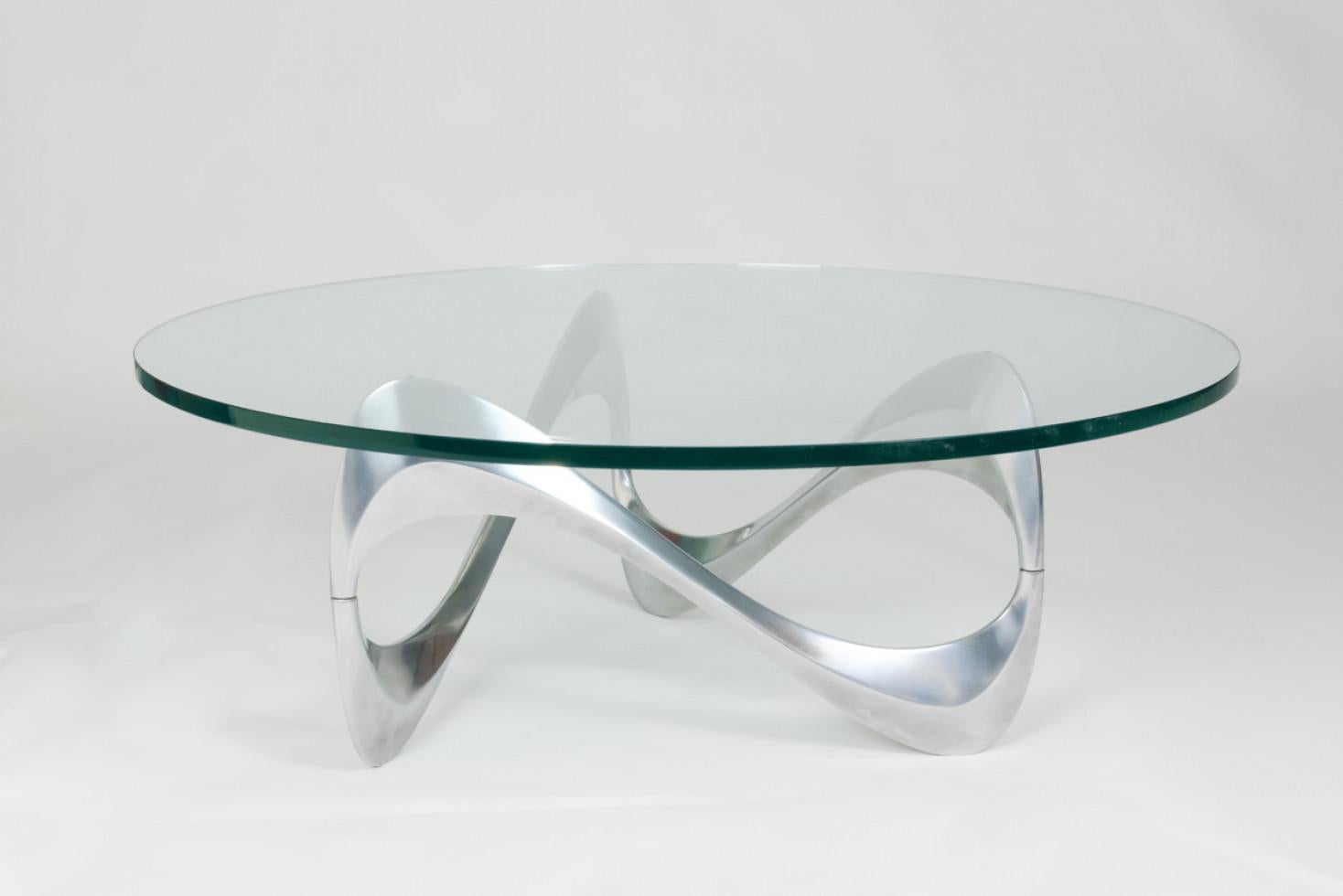 Glass Sculptural Chrome Coffee or Side Table by Knut Hesterberg, 1960 For Sale