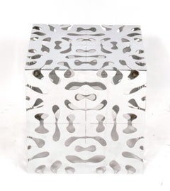 Sculptural Chrome Cube Side Table Mid Century Modern Paul Evans Style