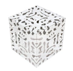 Sculptural Chrome Cube Side Table Mid Century Modern Paul Evans Style