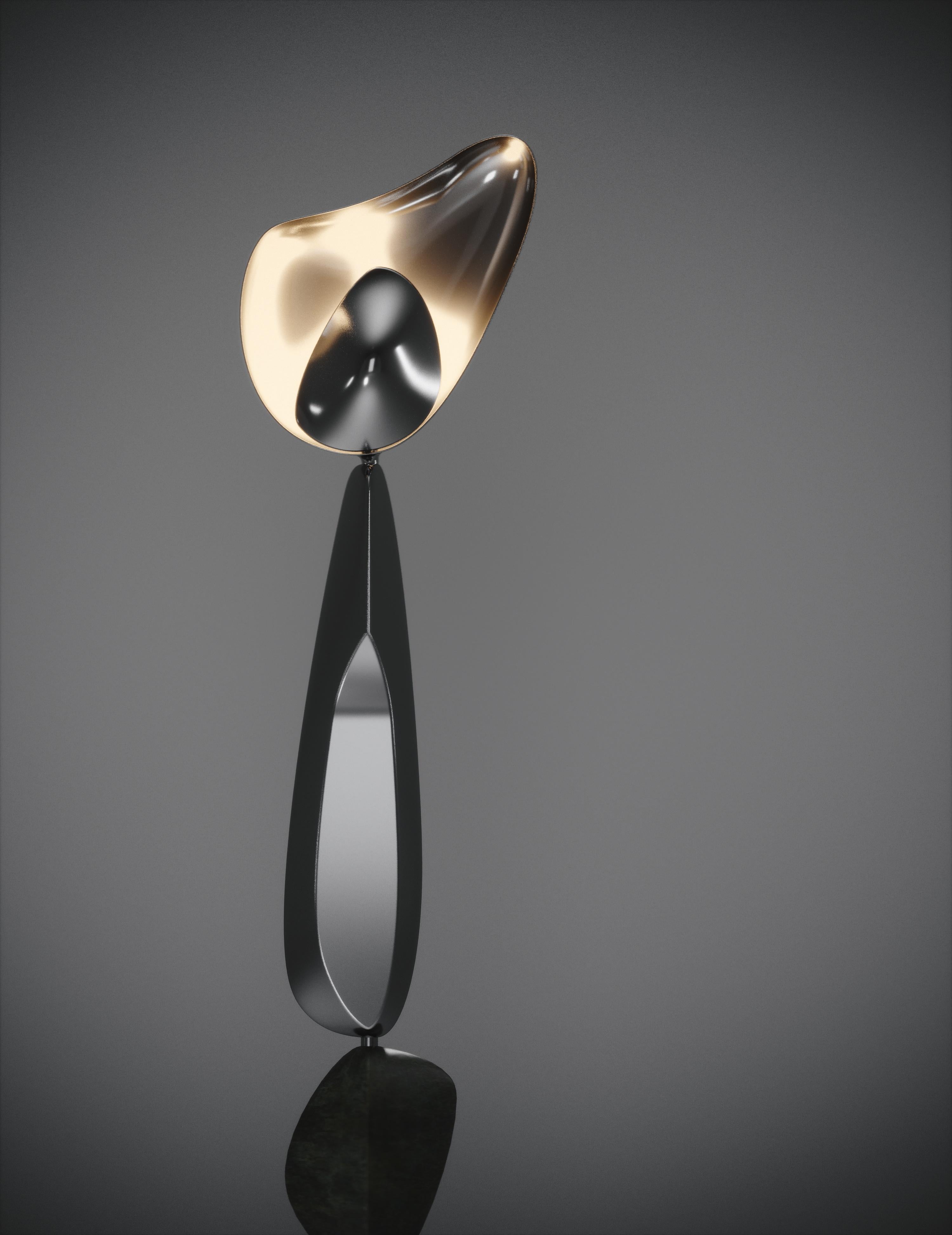The Cosmo Moon floor lamp by Kifu Paris is a whimsical and sculptural piece, inlaid in a chrome finish polished stainless steel with parchment inlay; creating a vintage feel to the piece. The amorphous shapes are an abstract and poetic