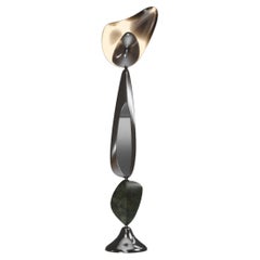 Sculptural Chrome Finish Floor Lamp with Parchment Inlay by Kifu Paris