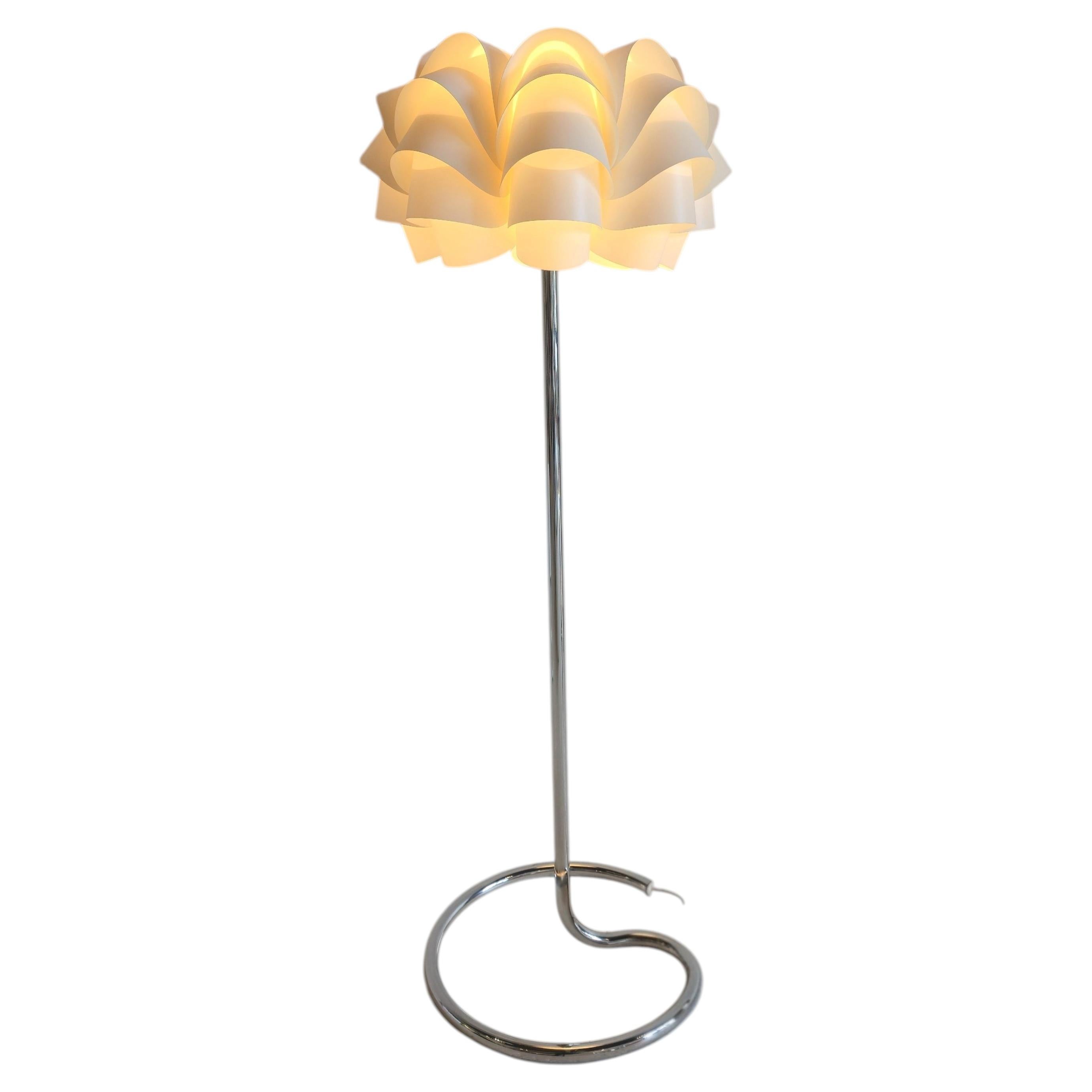 Sculptural Chrome Floor Lamp with Lars Schiøler for Hoyrup, Denmark Shade