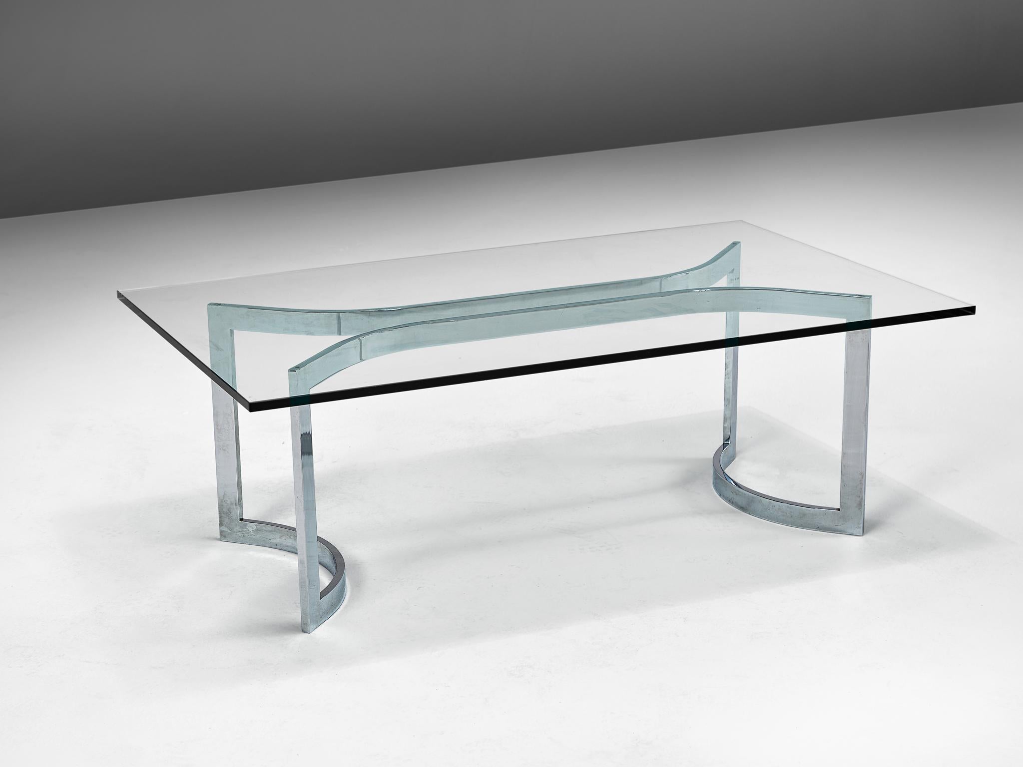 Mid-Century Modern Sculptural Chrome-Plated Cocktail Table