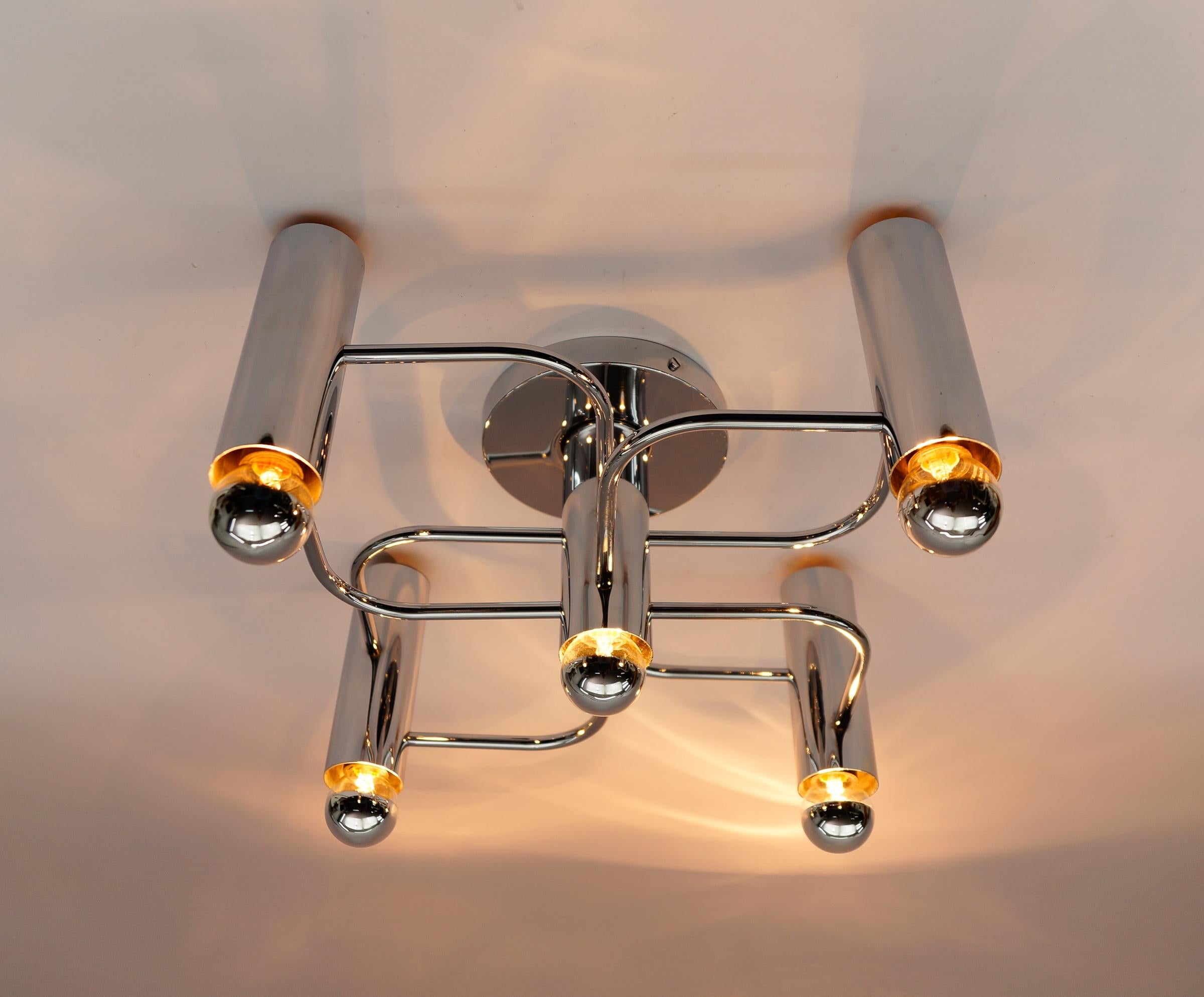 Late 20th Century Sculptural Chrome Wall Light or Flush Mount by Leola, 1970s Germany