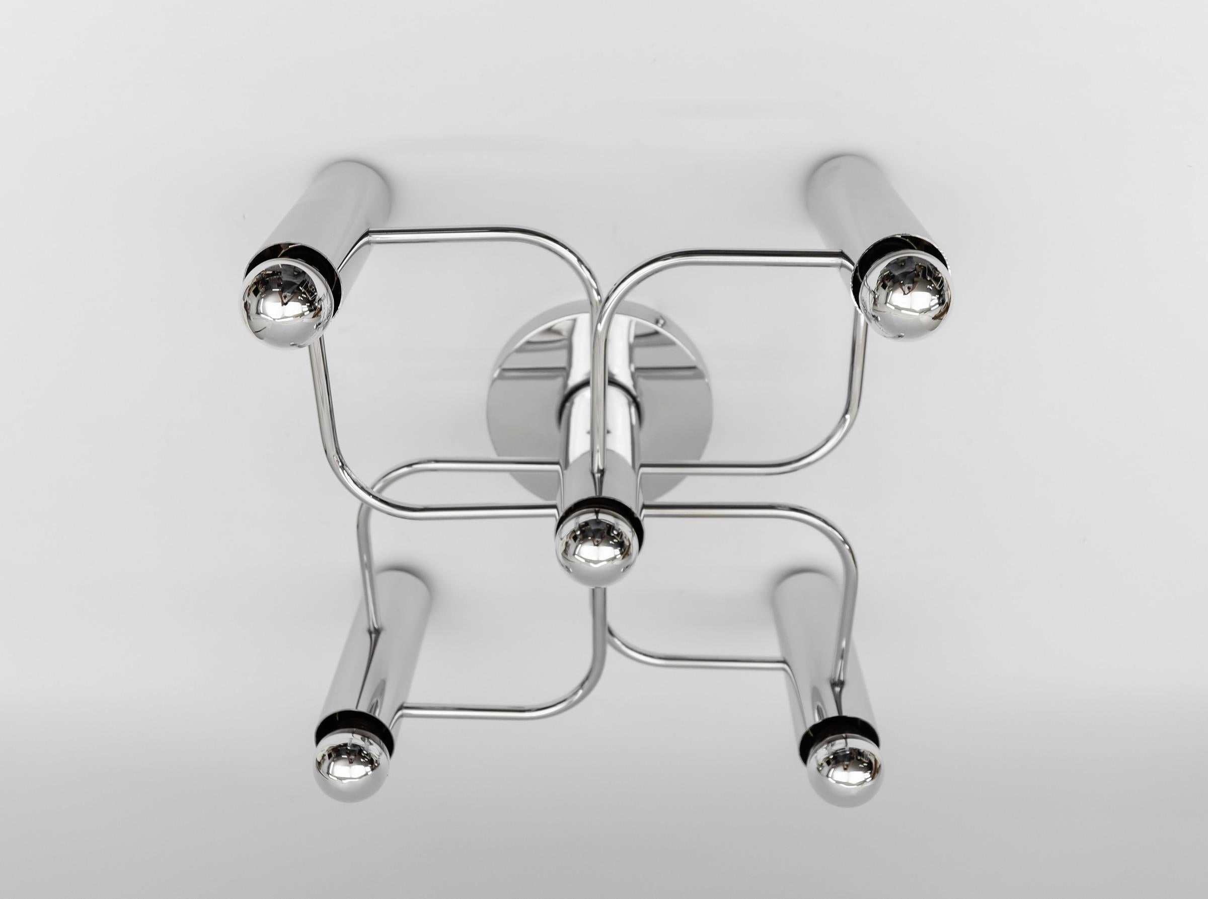 Metal Sculptural Chrome Wall Light or Flush Mount by Leola, 1970s Germany