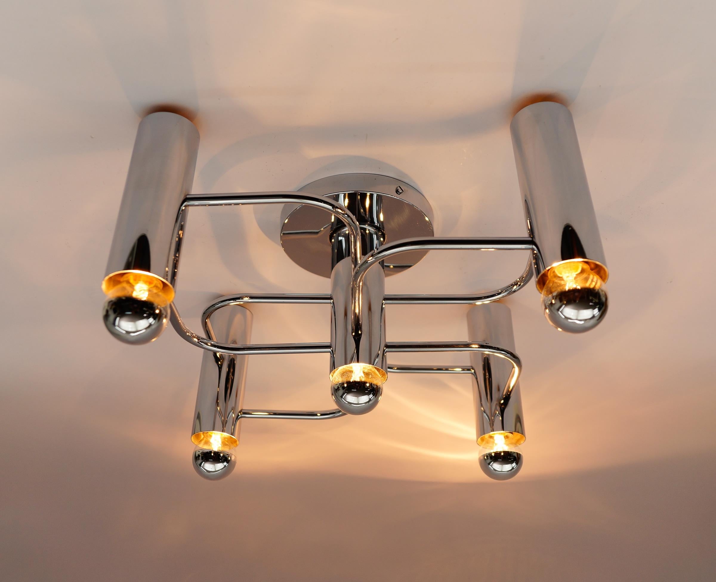 Sculptural Chrome Wall Light or Flush Mount by Leola, 1970s Germany 1