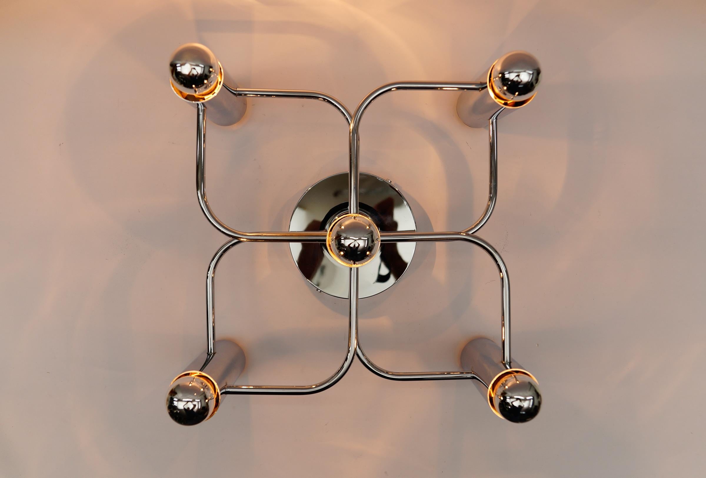 Sculptural Chrome Wall Light or Flush Mount by Leola, 1970s Germany 3