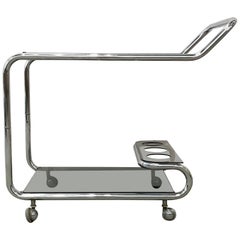 Sculptural Chromed Bar Cart
