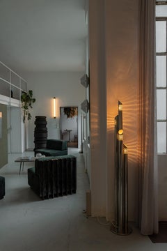 Skulpturale verchromte Stehlampe von Goffredo Reggiani, italienisches Sammlerdesign