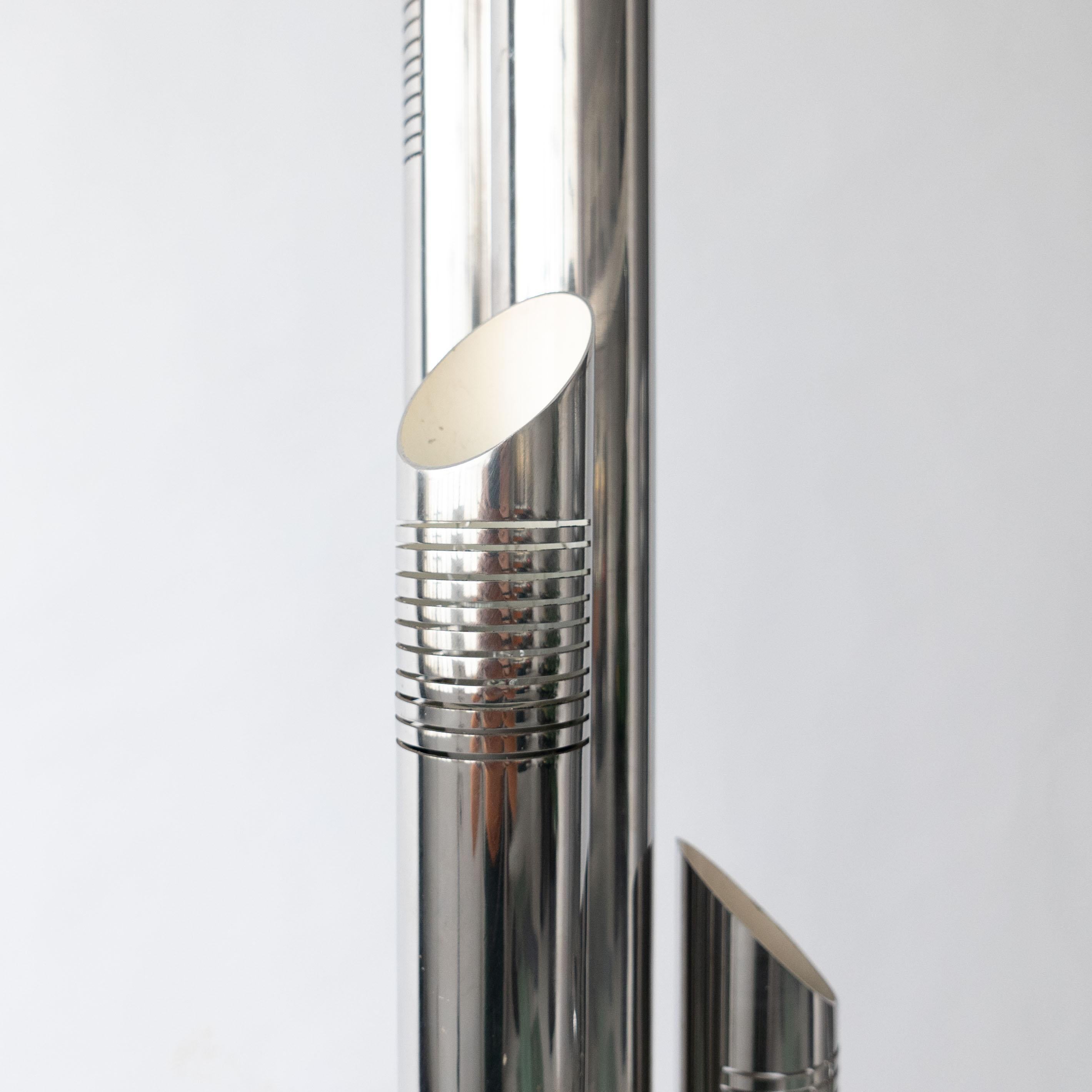 Metal Sculptural Chromed Floor Lamp by Goffredo Reggiani, Italian Collectible Design For Sale