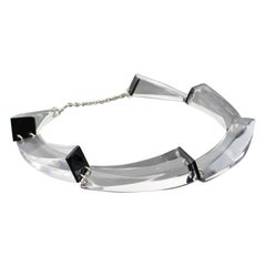 Sculptural Clear and Black Lucite Choker Necklace