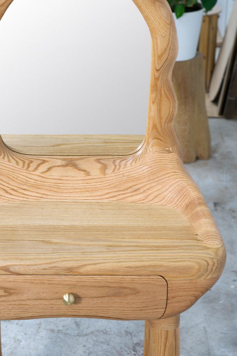 Sculptural Cloudy Dressing Table in Red Oak Wood by Alexander Knysch For Sale 6