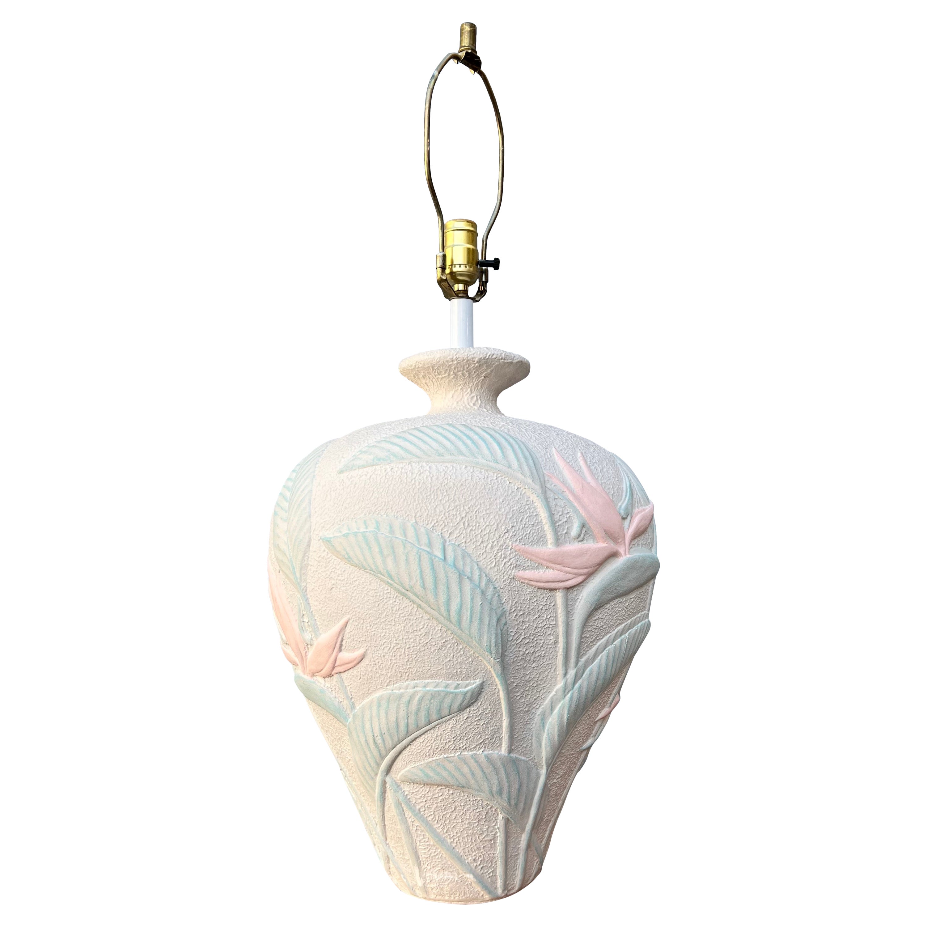 Sculptural Coastal Style Bird of Paradise Plaster Table Lamp.Circa 1980s