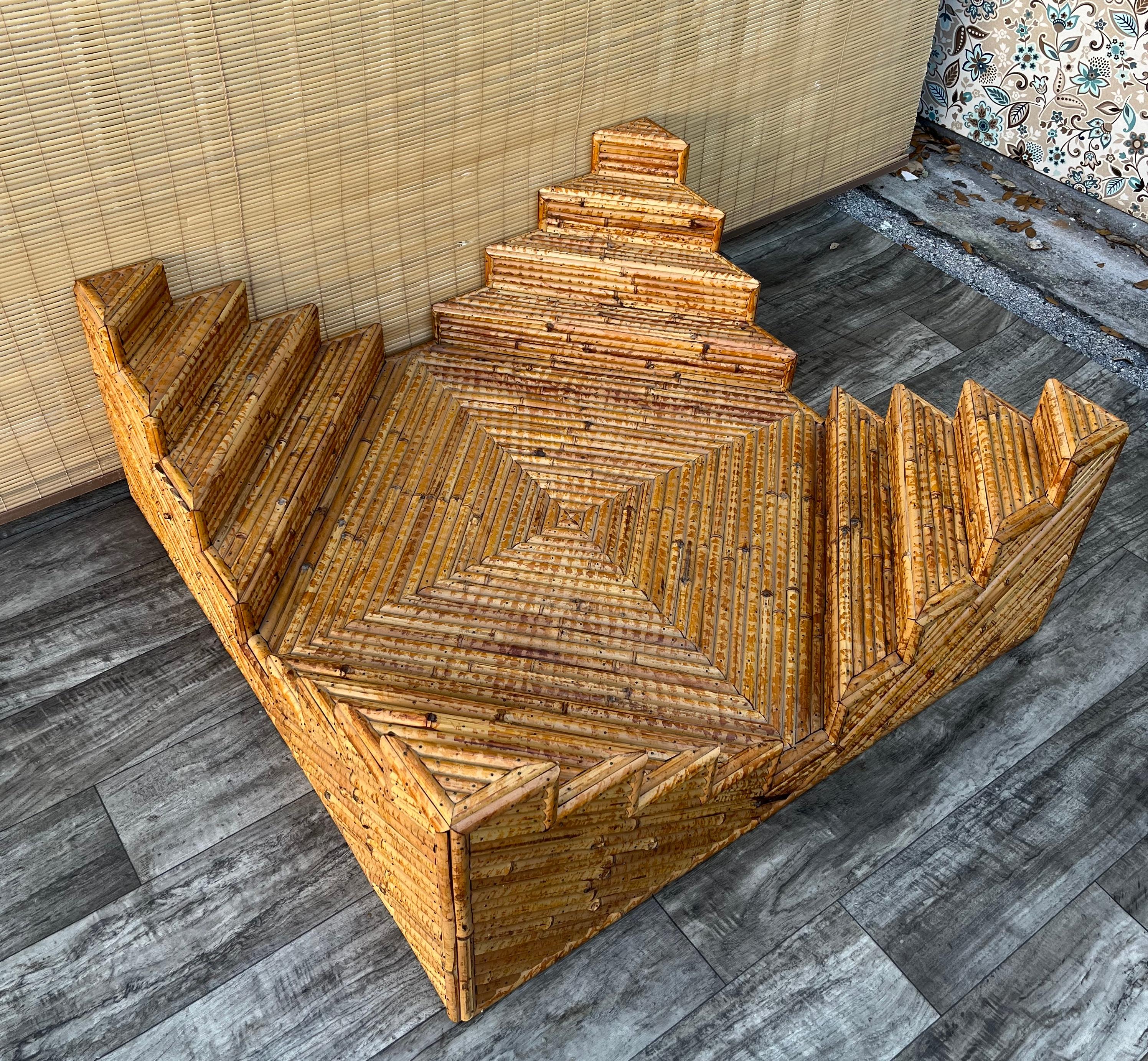 Sculptural Coastal Style Split Bamboo Coffee Table. Circa1980s  For Sale 1