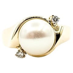 Sculptural Cocktail Pearl 
Diamond Ring in 14k