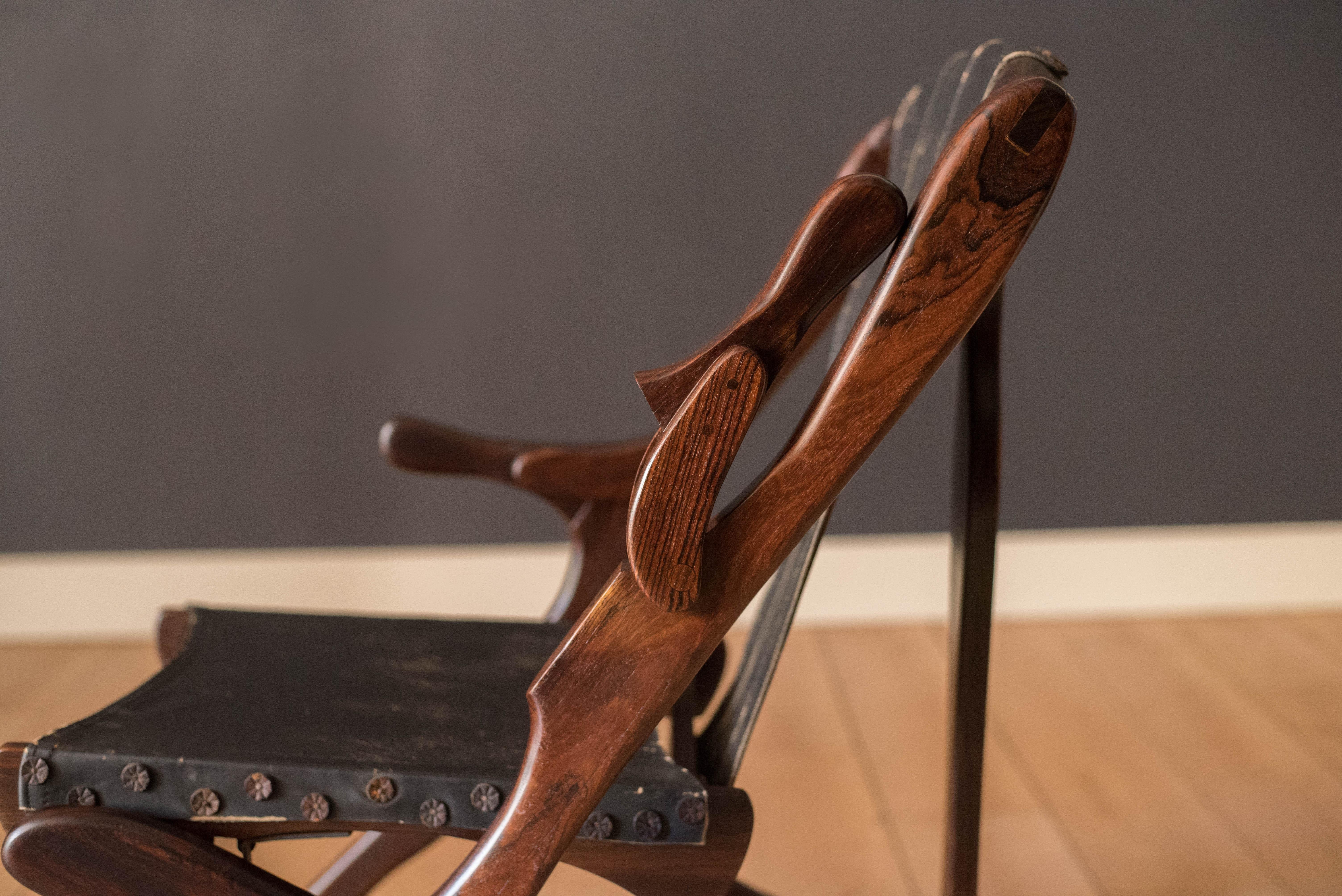 Skulpturaler Cocobolo-Loungesessel und Ottomane aus Palisanderholz von Don Shoemaker im Zustand „Gut“ im Angebot in San Jose, CA
