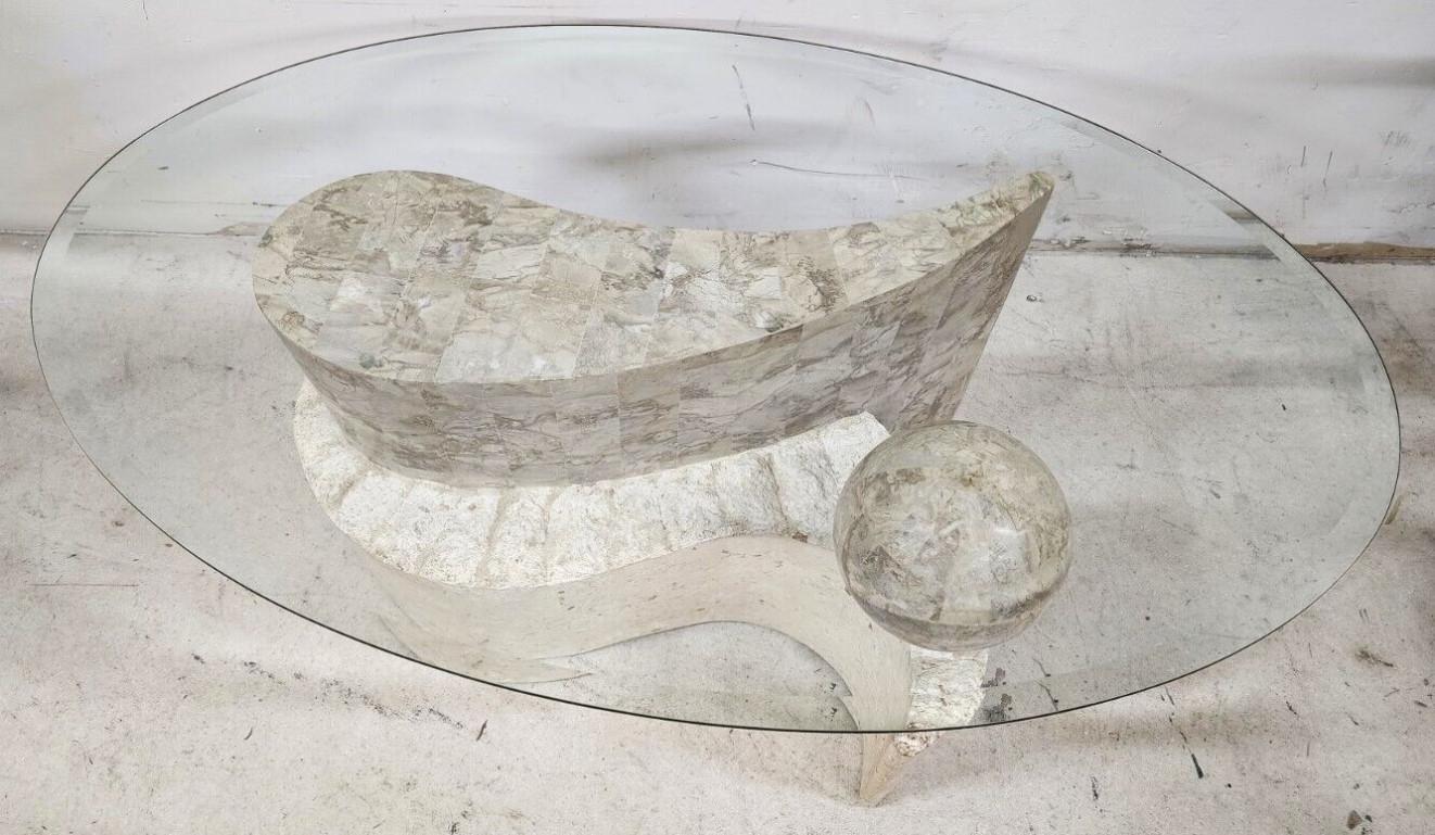 Sculptural Coffee Cocktail Table Tessellated Stone Maitland Smith Style In Good Condition For Sale In Lake Worth, FL