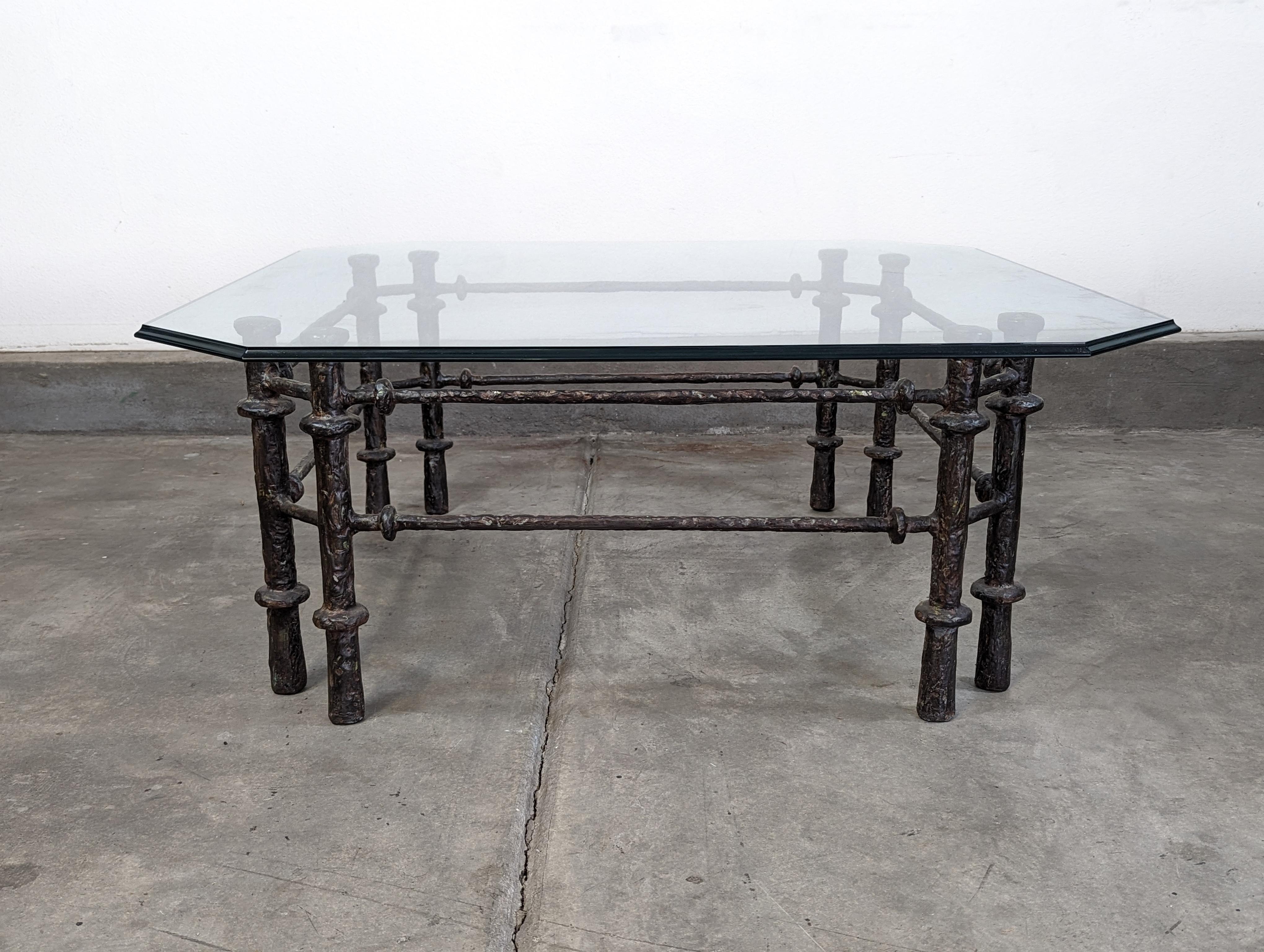 American Sculptural Coffee Table, Bronze Finish in the Manner of Diego Giacometti, c1970s For Sale