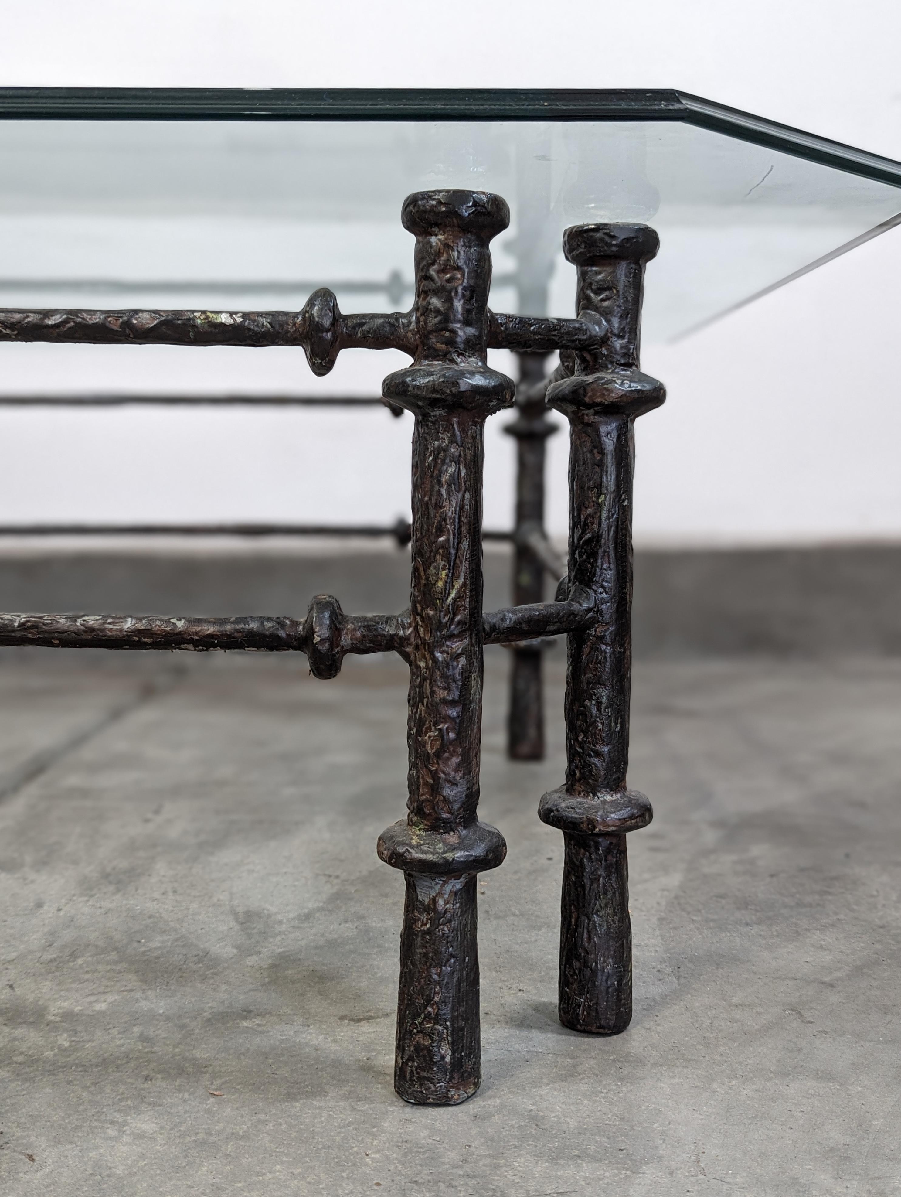 Metal Sculptural Coffee Table, Bronze Finish in the Manner of Diego Giacometti, c1970s For Sale