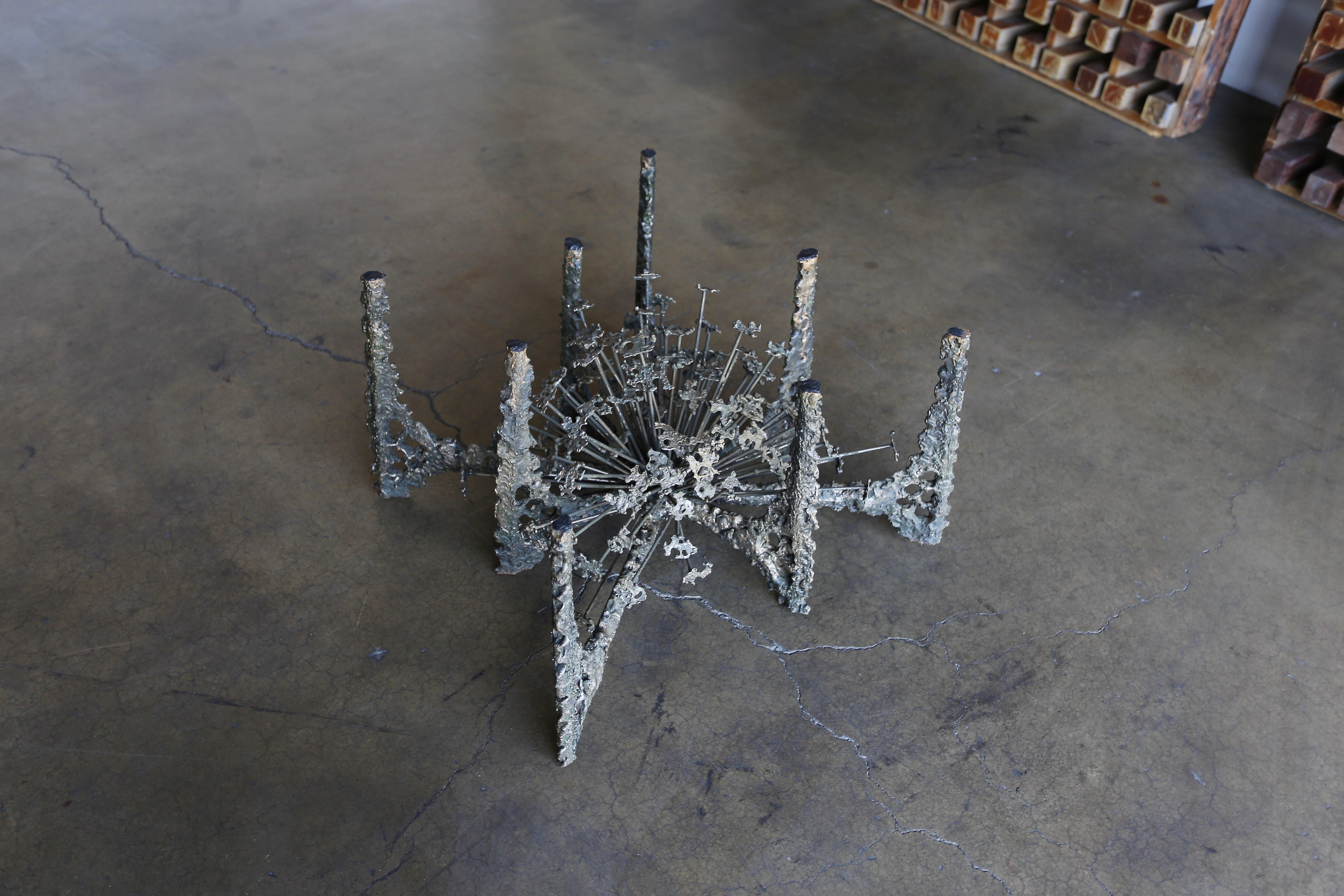 Sculptural Brutalist coffee table by Daniel Gluck, circa 1975.