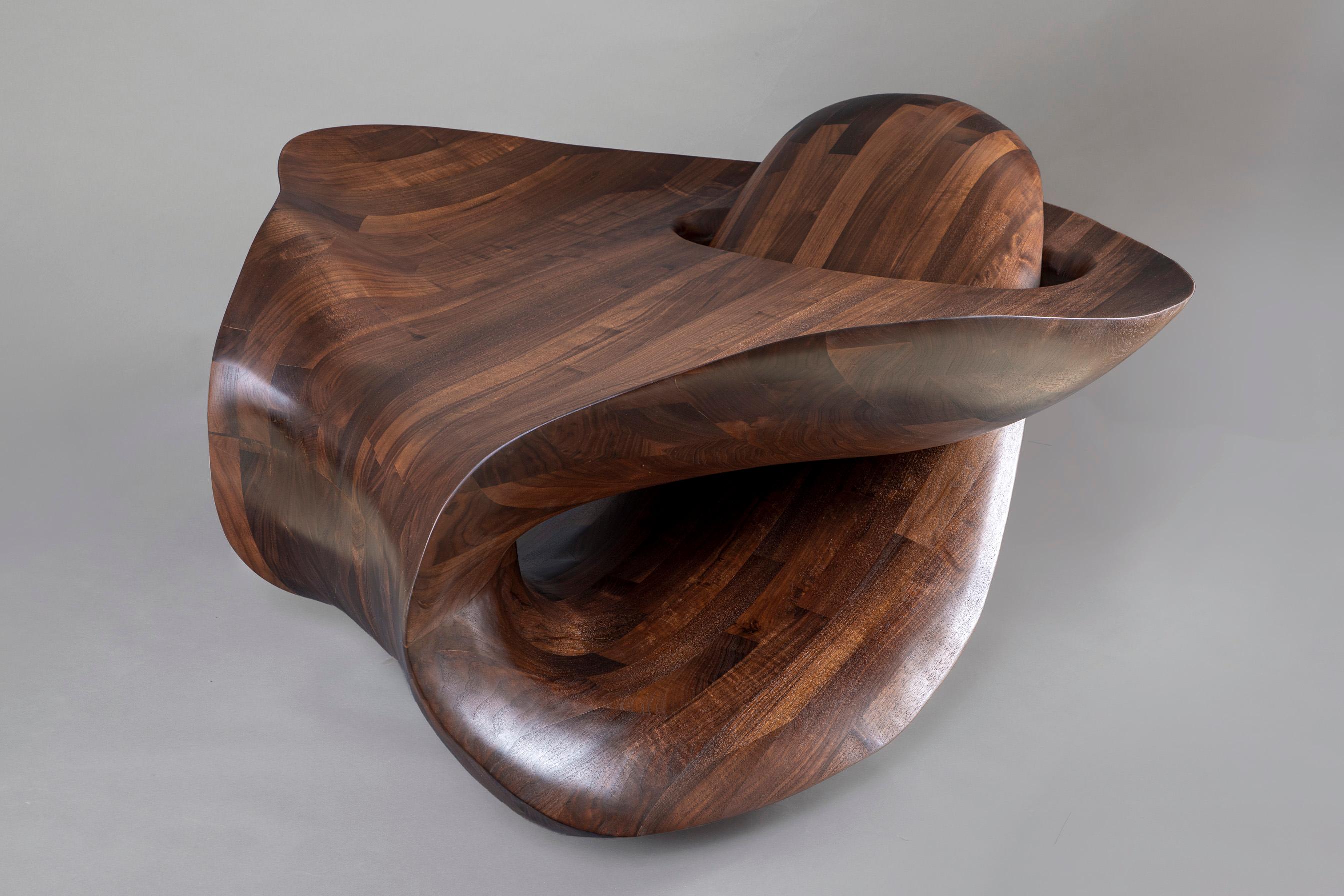 Walnut Sculptural Coffee Table by Gildas Berthelot