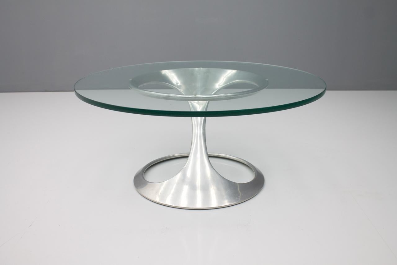 Sculptural Coffee Table in Glass and Aluminum by Knut Hesterberg, 1974 In Good Condition In Frankfurt / Dreieich, DE