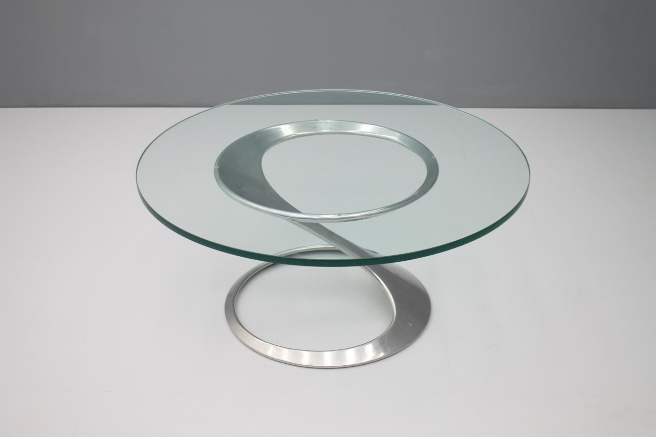 Late 20th Century Sculptural Coffee Table in Glass and Aluminum by Knut Hesterberg, 1974