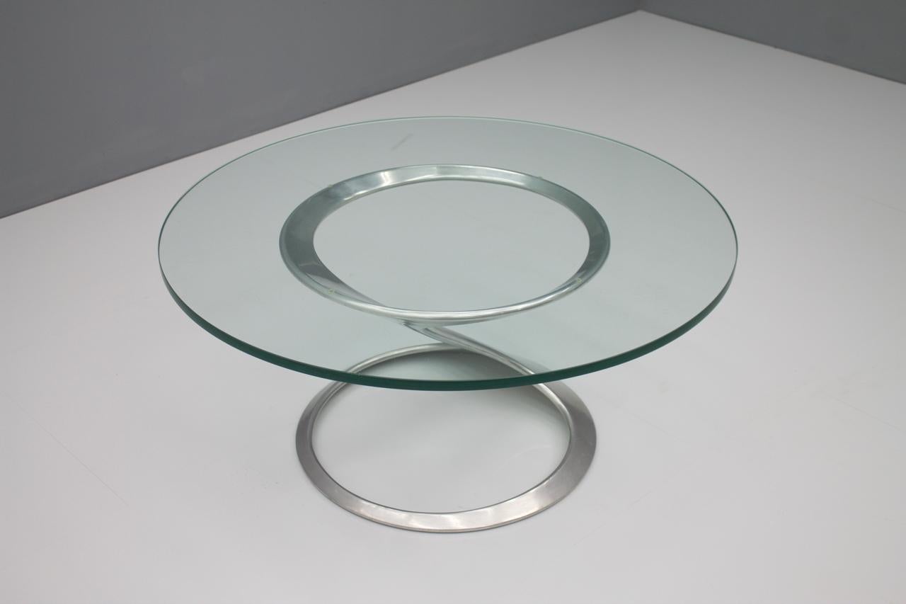 Sculptural Coffee Table in Glass and Aluminum by Knut Hesterberg, 1974 1