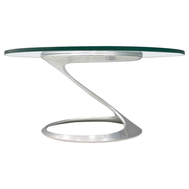 Sculptural Coffee Table in Glass and Aluminum by Knut Hesterberg, 1974