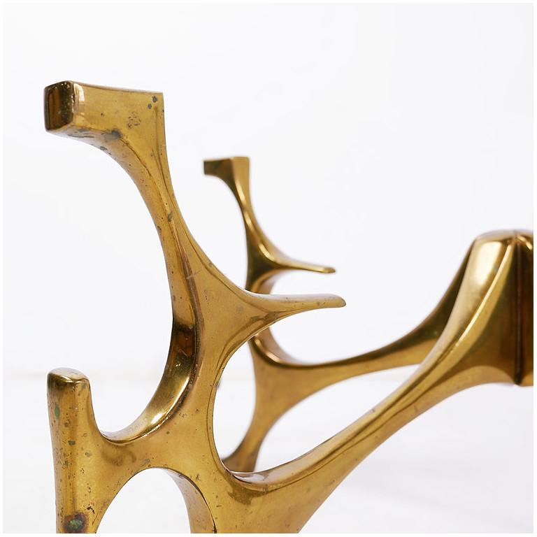 Brass Sculptural Coffee Table in the style of Fred Brouard For Sale