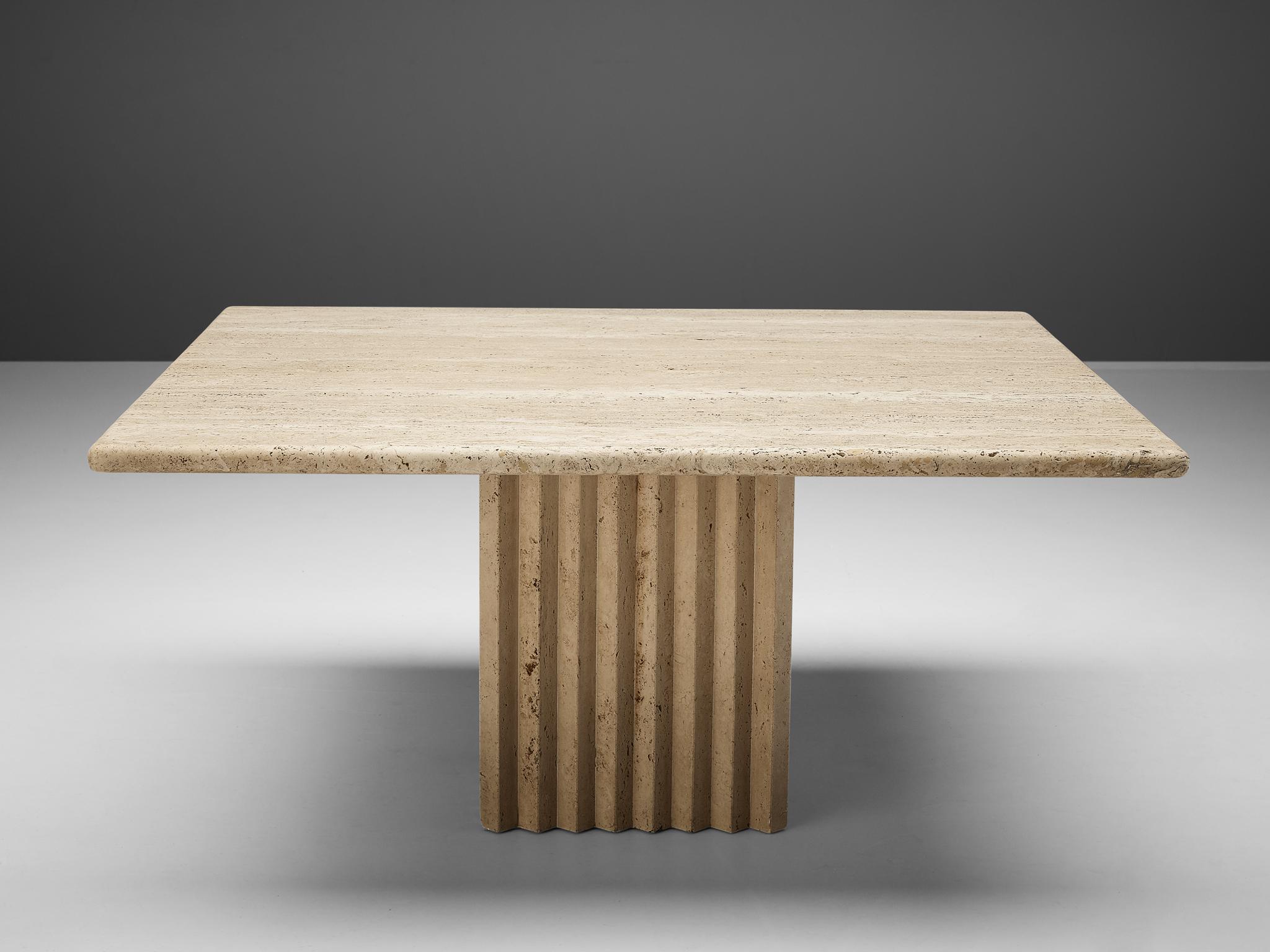 Late 20th Century Sculptural Coffee Table in Travertine