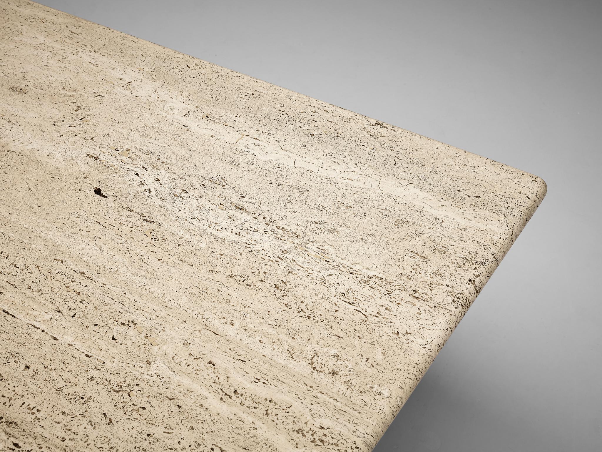 Sculptural Coffee Table in Travertine 1