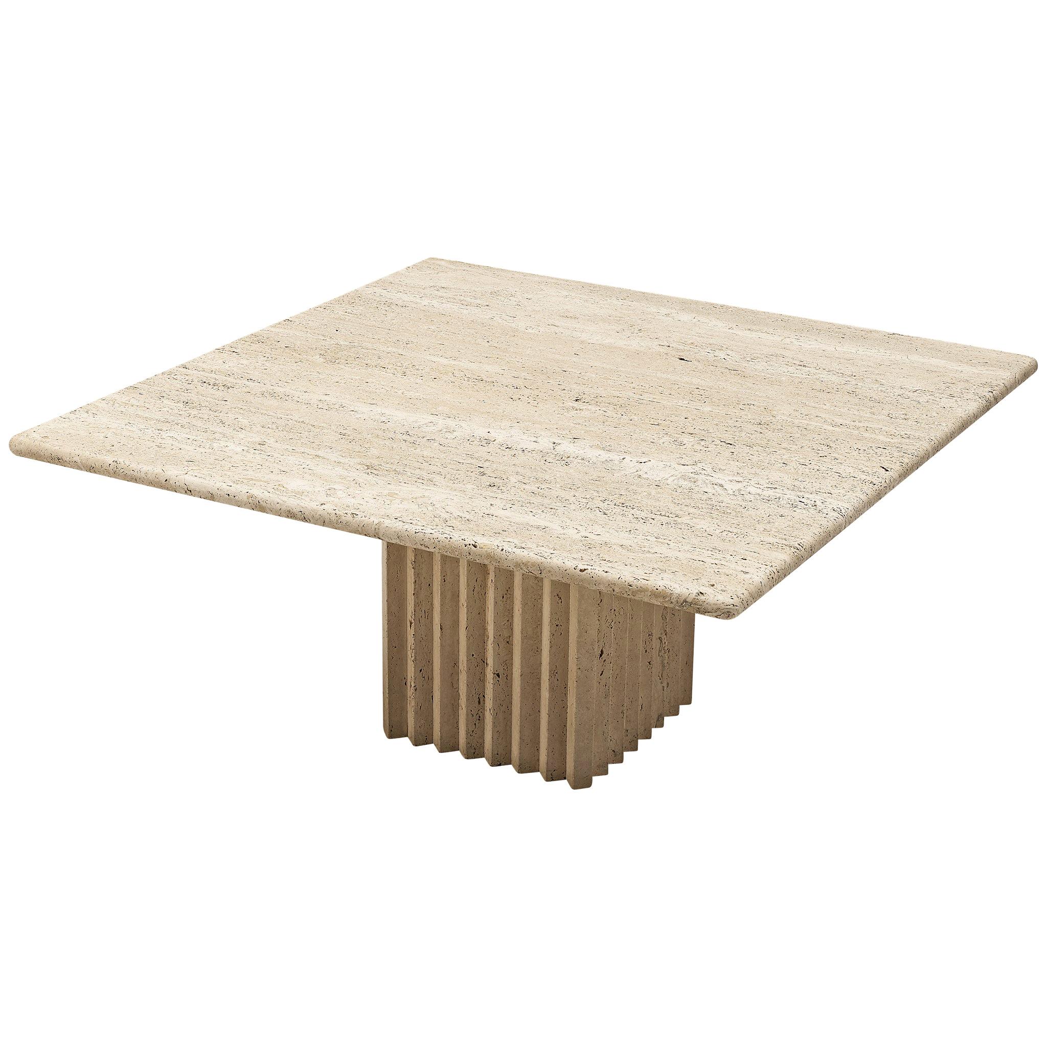 Sculptural Coffee Table in Travertine
