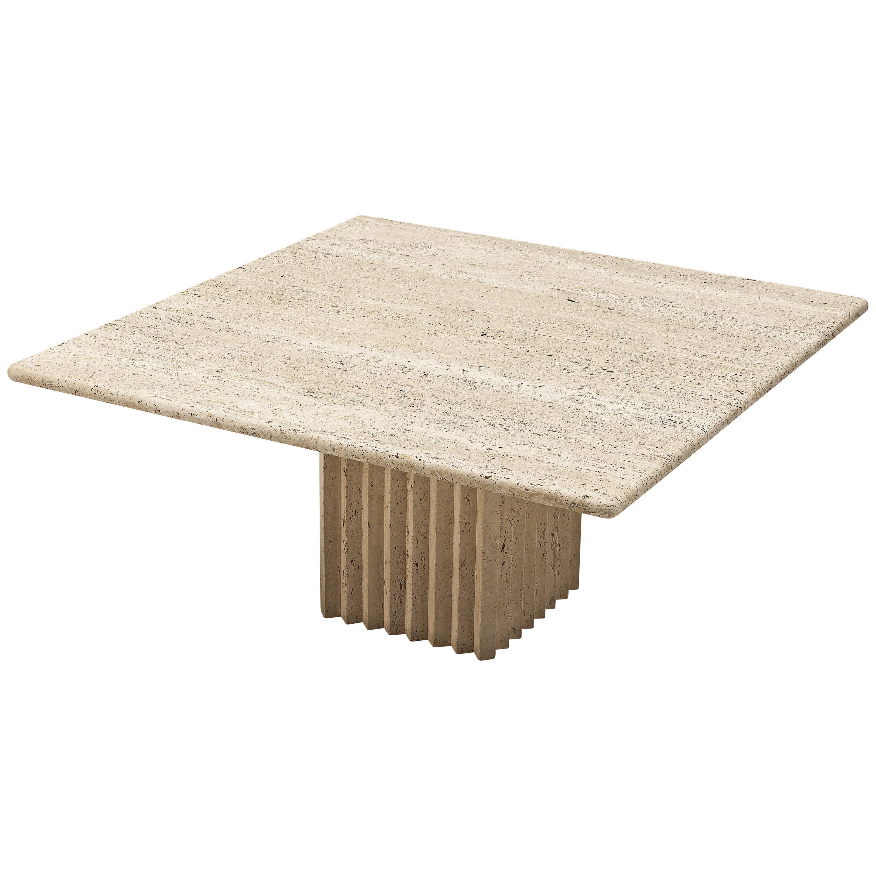 Sculptural Coffee Table in Travertine