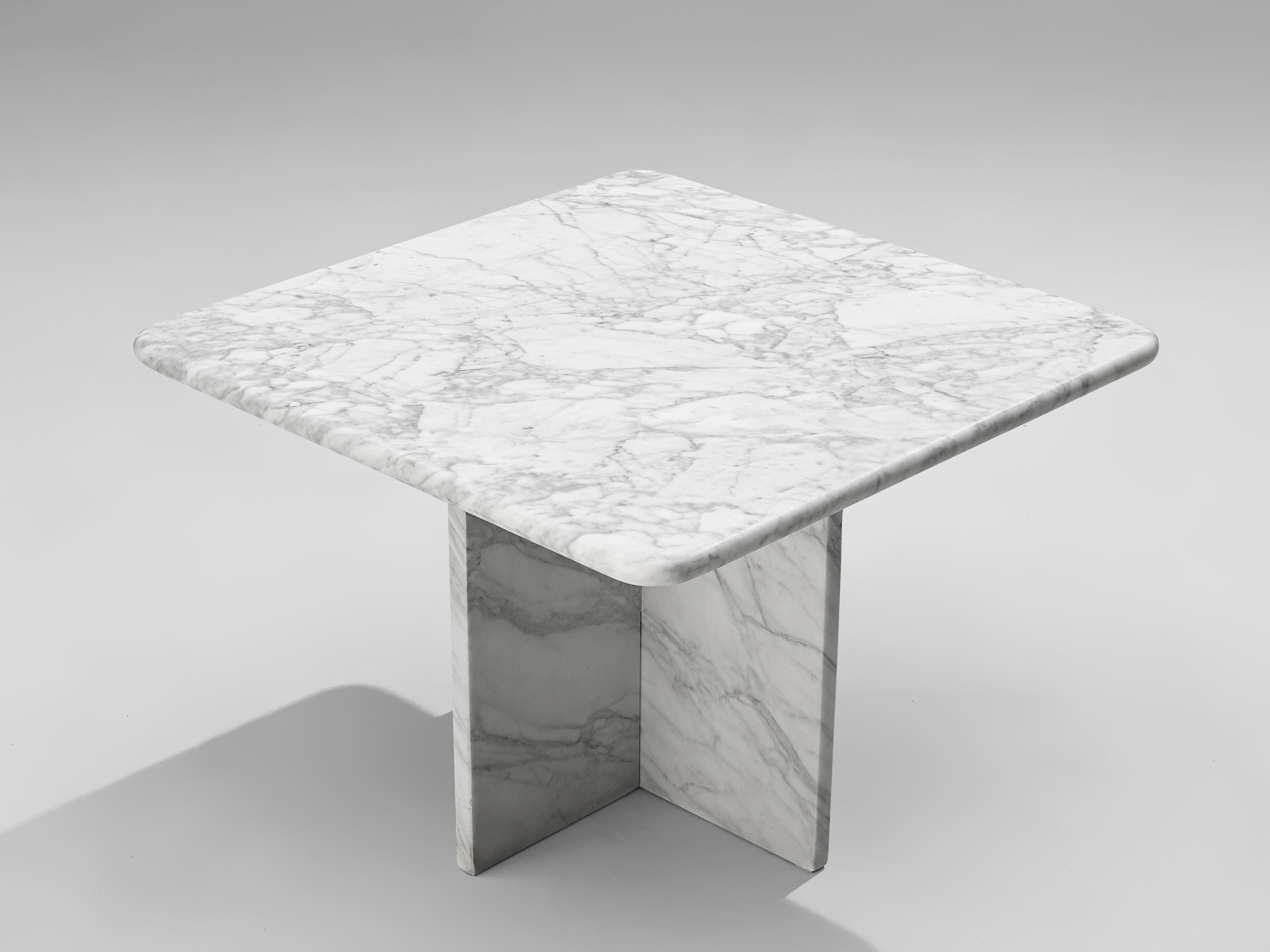 Mid-Century Modern Sculptural Coffee Table in White Marble