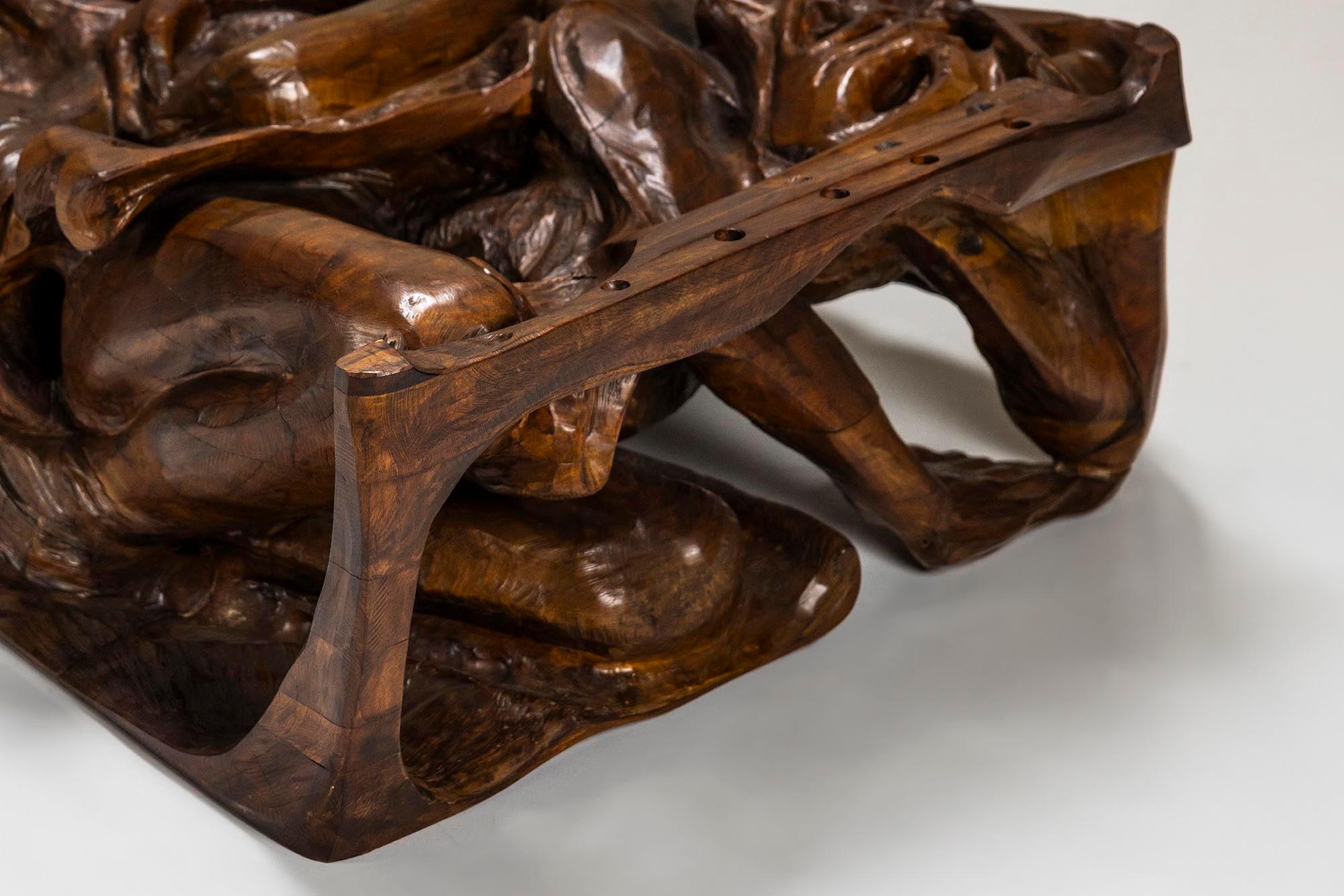 Table basse sculpturale en bois et en verre de Gian Paulo Zaltron en vente 6