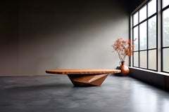 Solace 11: Formal Solid Wood Coffee Table with Geometric Base