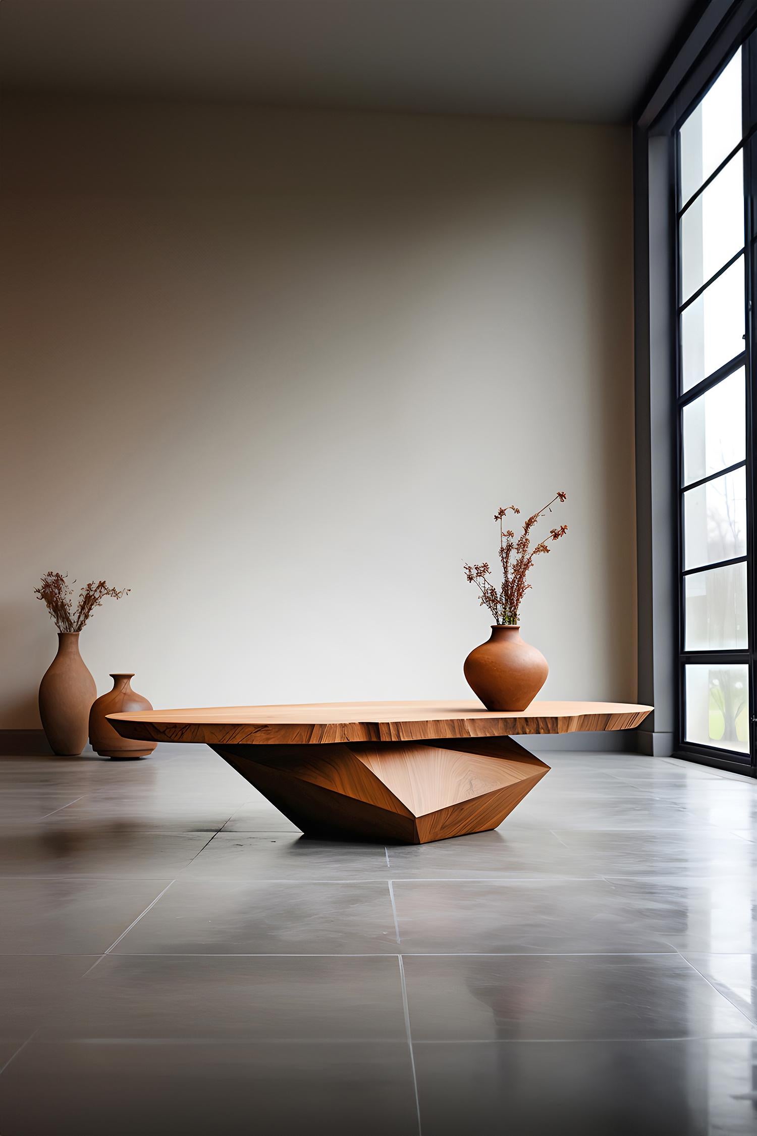 XXIe siècle et contemporain Solace 11 : Table basse formelle en bois massif avec base géométrique en vente