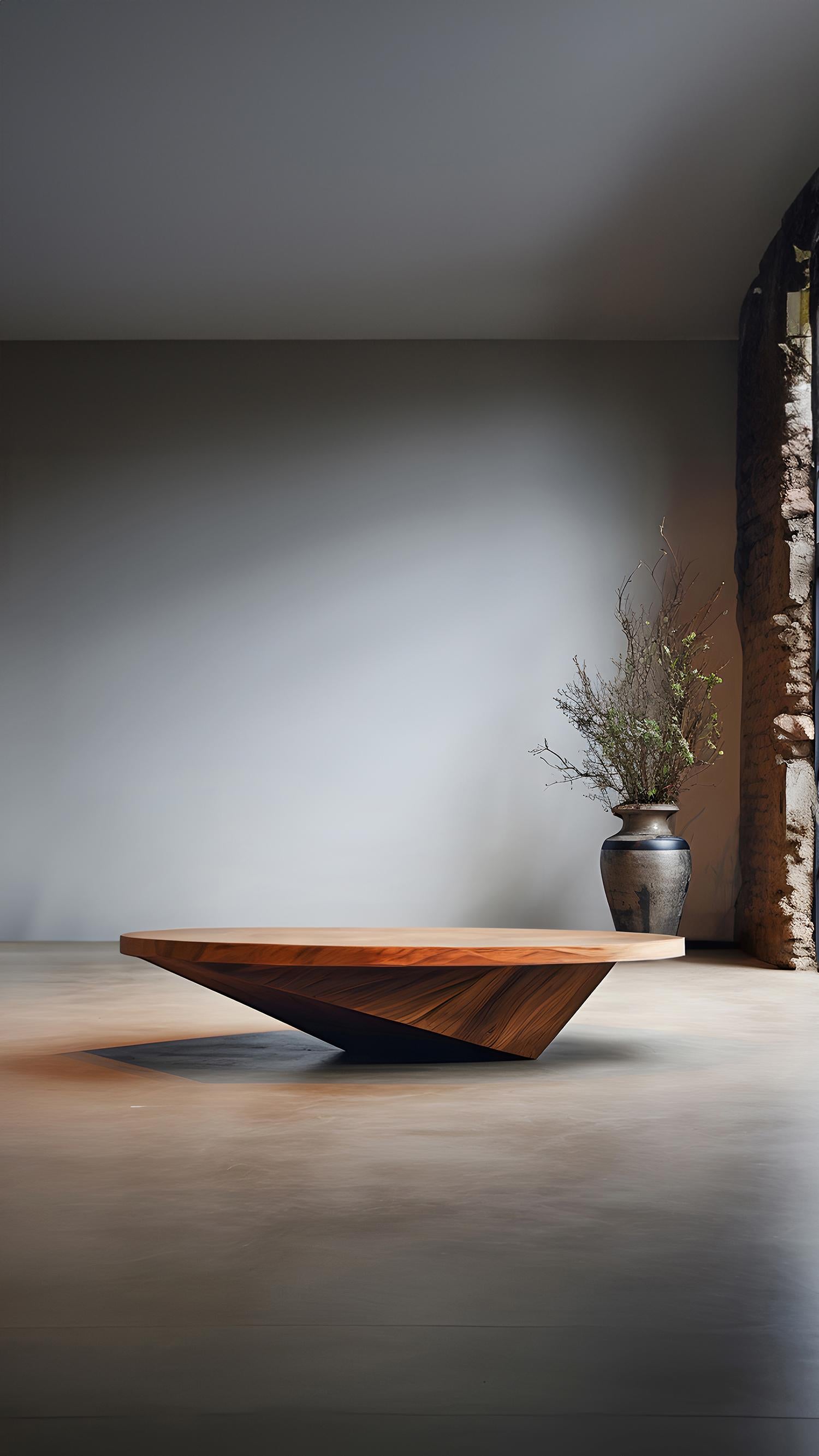 Hardwood Sophisticated Solace 12: Walnut Table with Straight Lines and Heavy Base For Sale