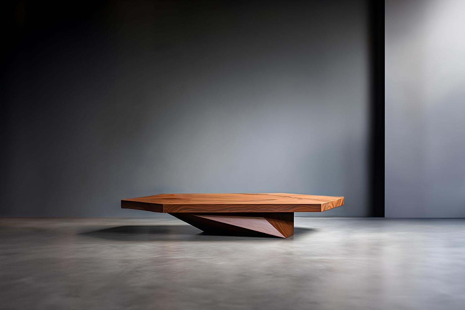 Mid-Century Modern Geometric Walnut Solace 20: Coffee Table with Elegant Straight Lines For Sale
