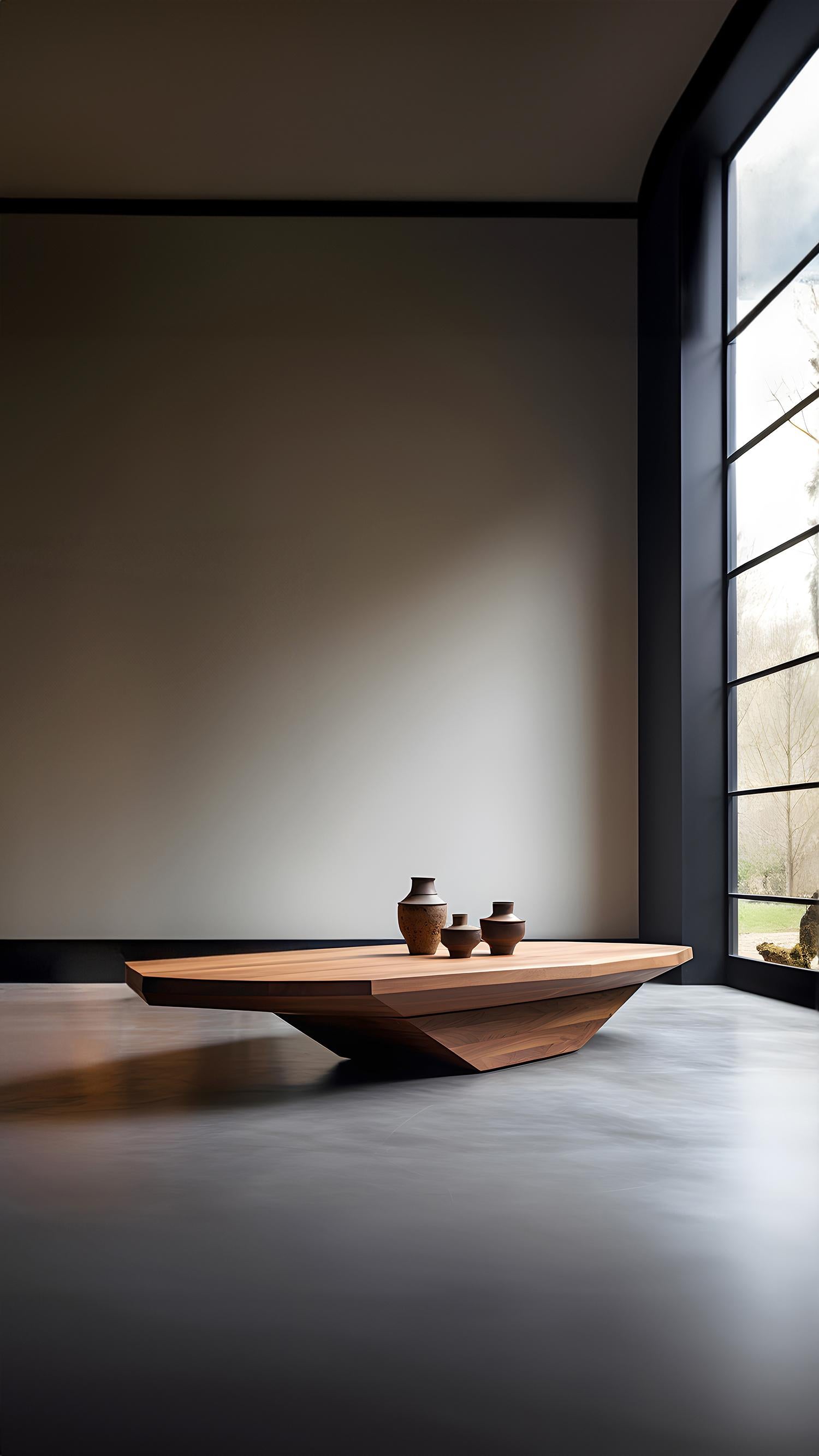 XXIe siècle et contemporain Noyer géométrique Solace 20 : Table basse aux lignes droites et élégantes en vente