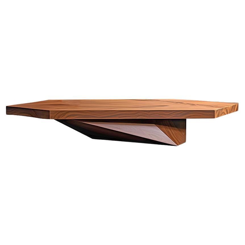 Geometric Walnut Solace 20: Coffee Table with Elegant Straight Lines For Sale